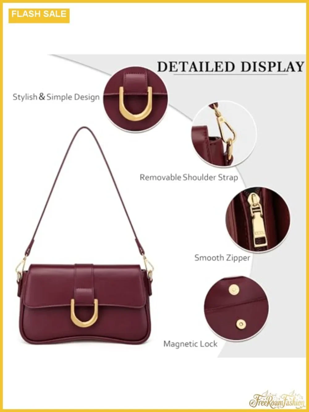 Small Hobo Shoulder Bag Underarm Purse for Women Vegan Leather Retro Clutch